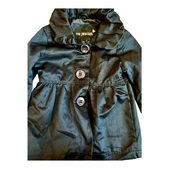 NWT Me Jane Kids Navy Coat with Buttons and Ruffled Sleeves and Neck//Size 6 - Picture 3 of 7